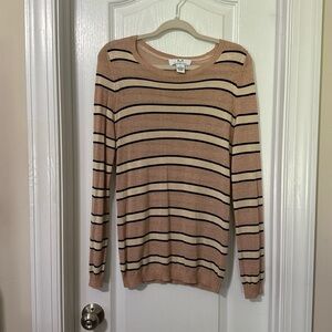 Lightweight Sweater/Scoop Neck/Pink, Black & White striped/Shimmery